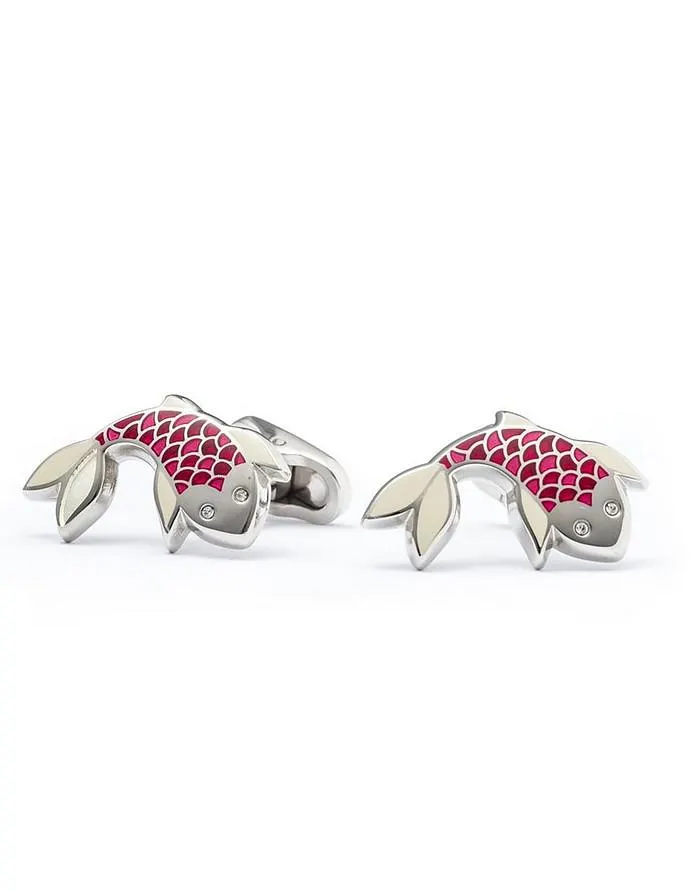 Enamel and Brass Men's Carp Cufflinks