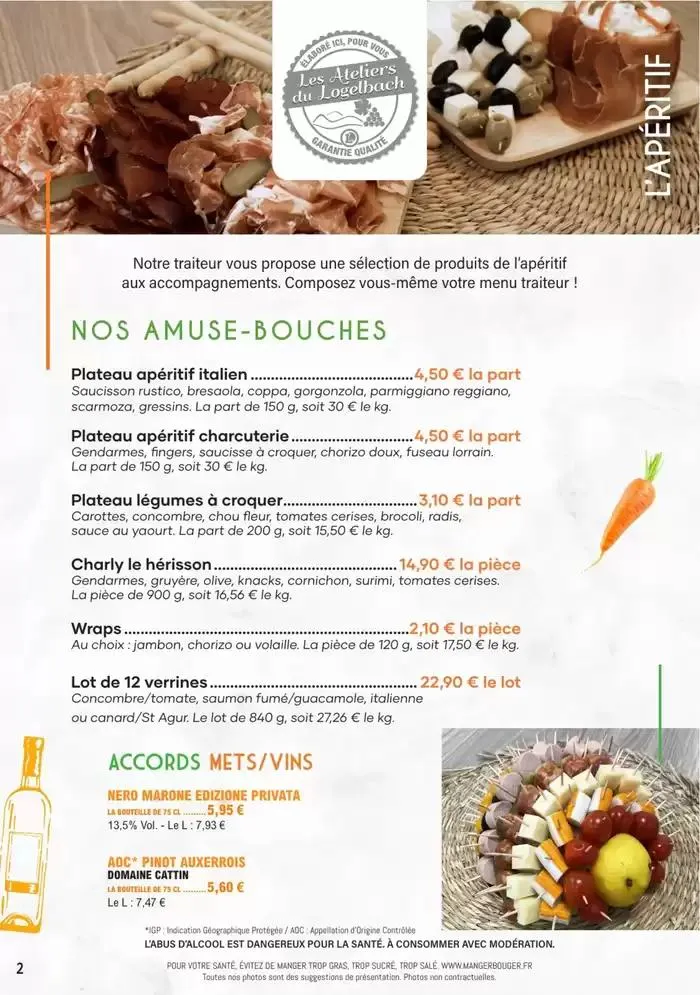 CARTE TRAITEUR 2025 du 31 mars au 31 décembre 2025 - Catalogue page 2