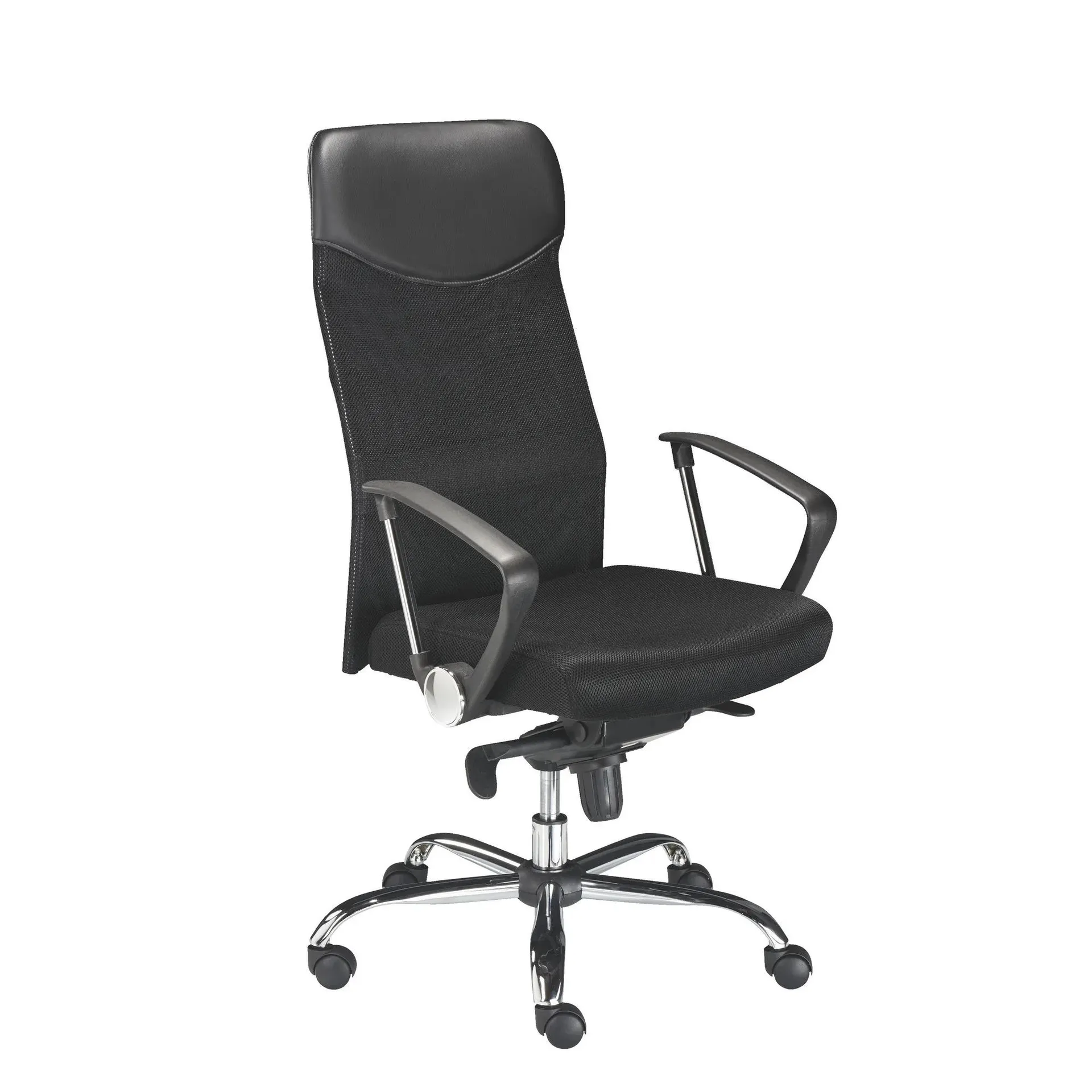 Fauteuil de bureau Lanzio tissu et maille - avec accoudoirs, appui-tête et soutien lombaire - Mécanisme Basculant axe décalé - Pied Chrome