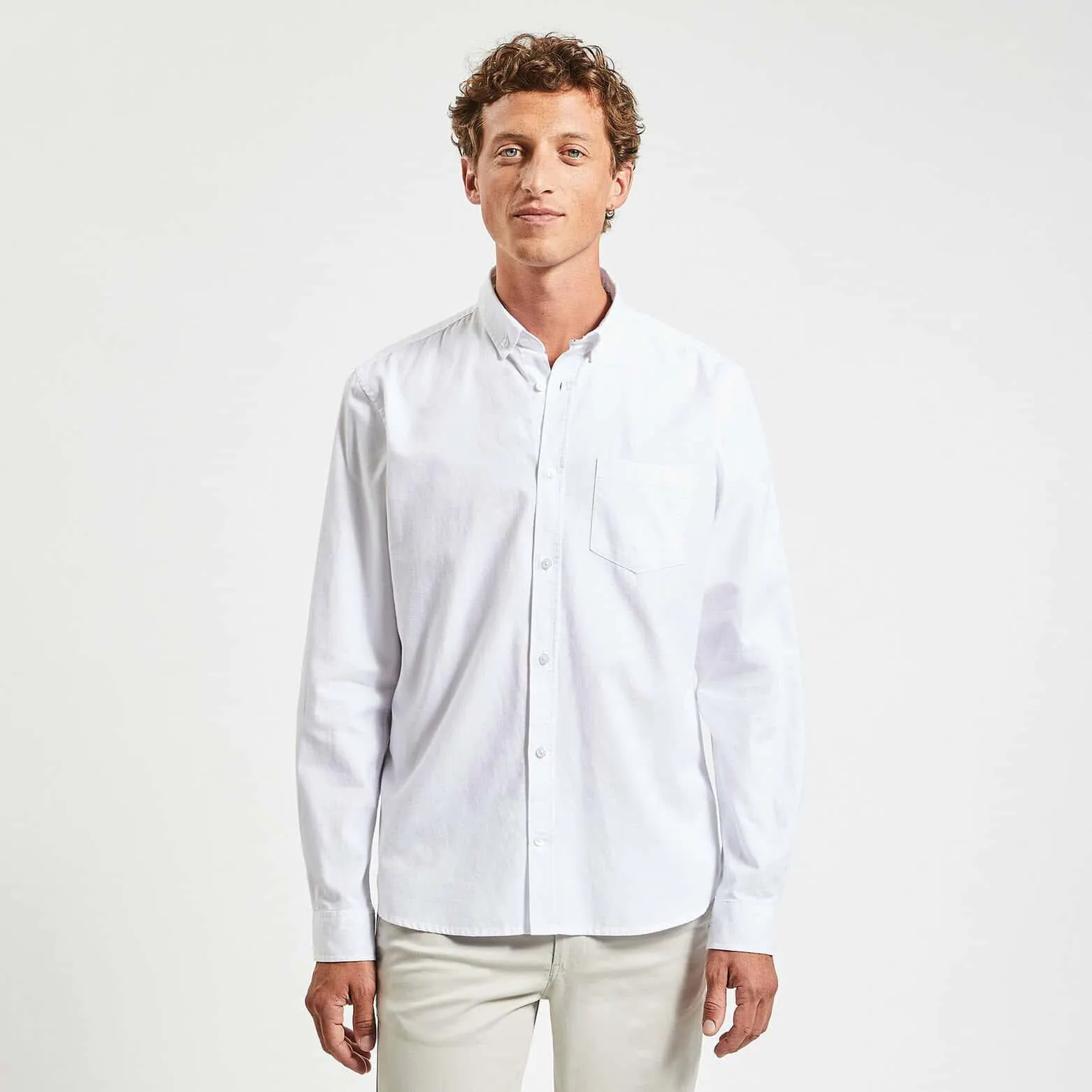 Chemise oxford unie "le parfait by JULES" coton bi - Blanc