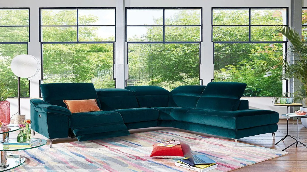 LAGOON Canapé d’angle relaxation en microfibre - droit