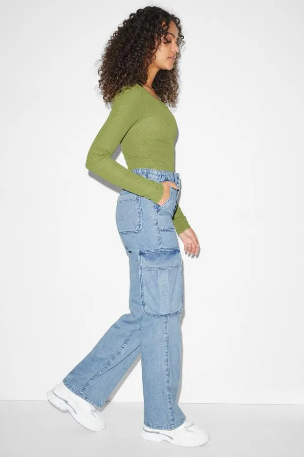CLOCKHOUSE - straight cargo jeans - high waist