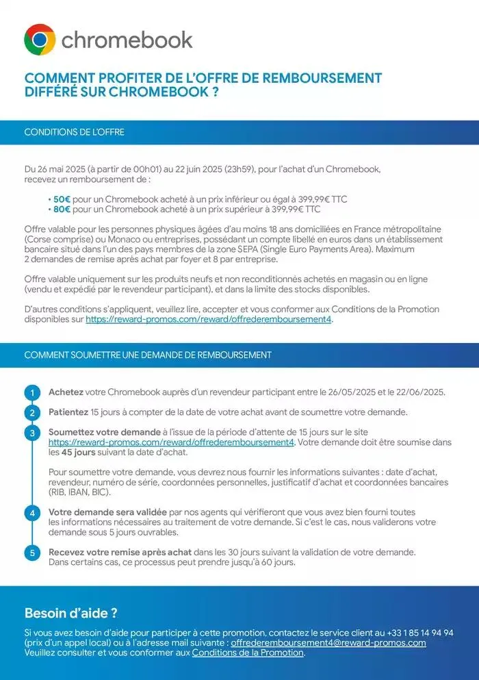 Jusqu'à 80€ remboursés pour l'achat d'un Chromebook du 26 mai au 22 juin 2025 - Catalogue page 2