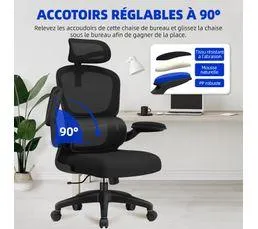 HOMIMASTER Fauteuil De Bureau, Accoudoirs Pliables, Soutien Lombaire Ergonomique, Fonction De Bascule, Noir