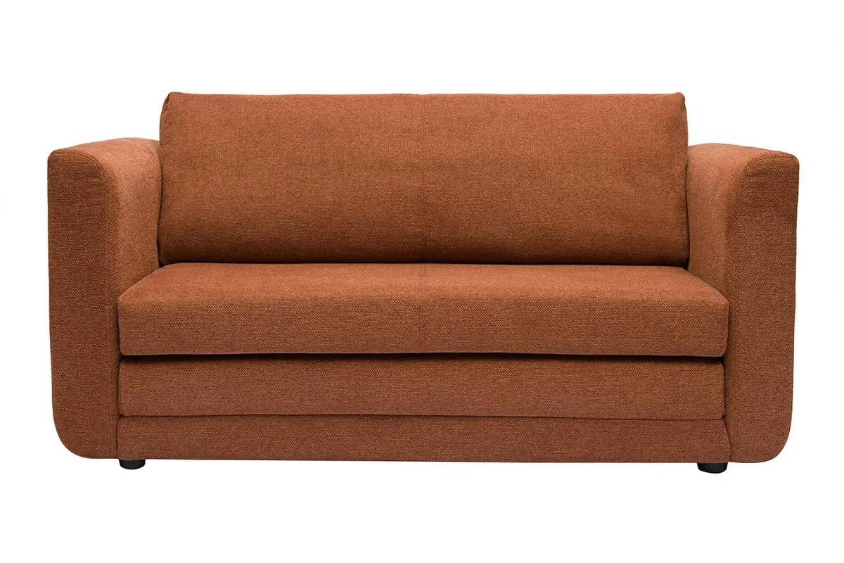 Canapé convertible 2 places en tissu effet velours texturé terre brûlée LEON