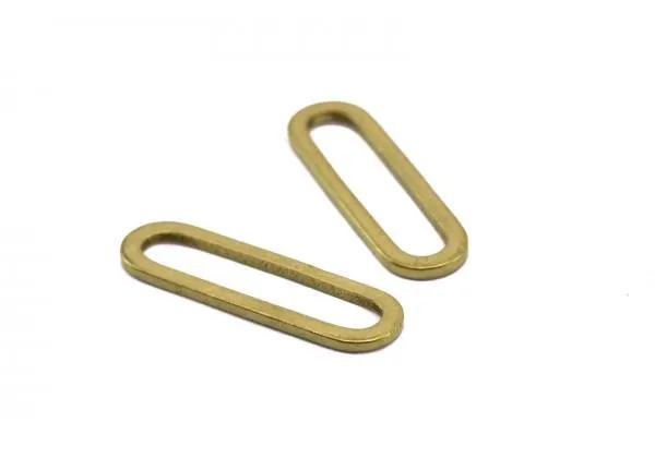 6 Connecteurs Forme Ovale en Laiton Brut - Dim. : 20 x 6 mm - Couleur Doré