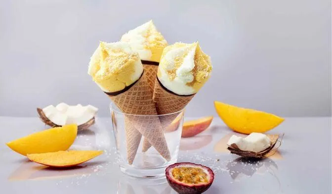 6 cônes mangue-passion et noix de coco