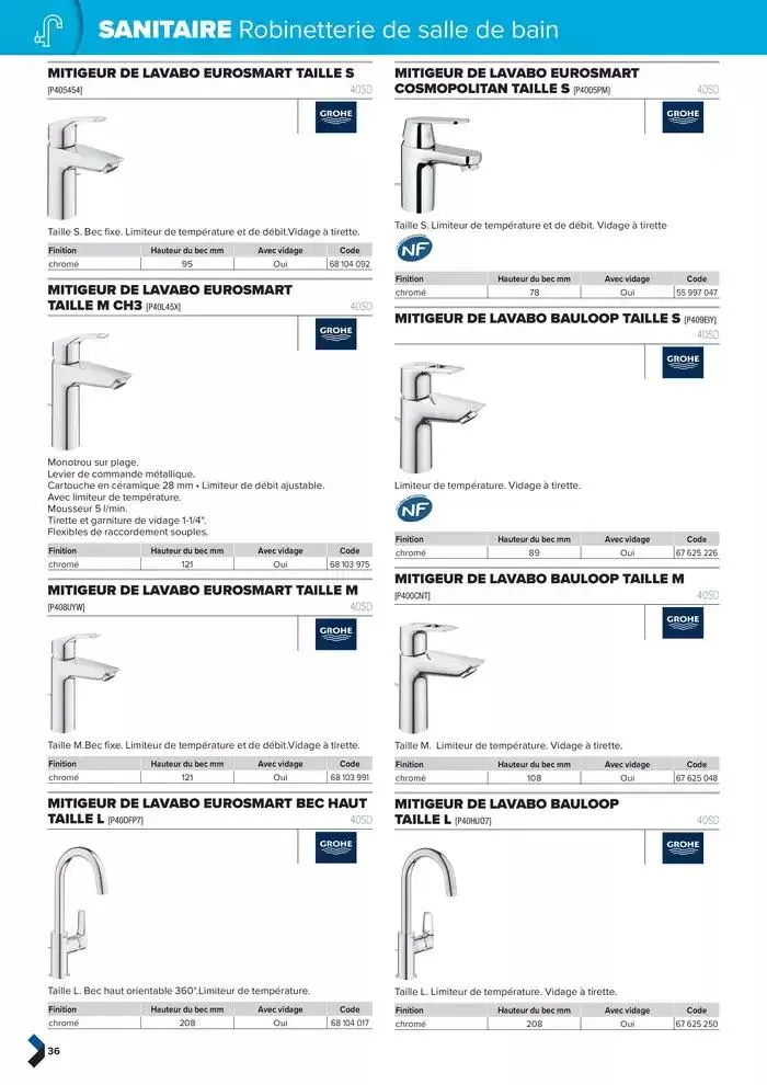 Catalogue génie climatique & sanitaire | Édition 2024-2025 du 2 octobre au 31 décembre 2025 - Catalogue page 36