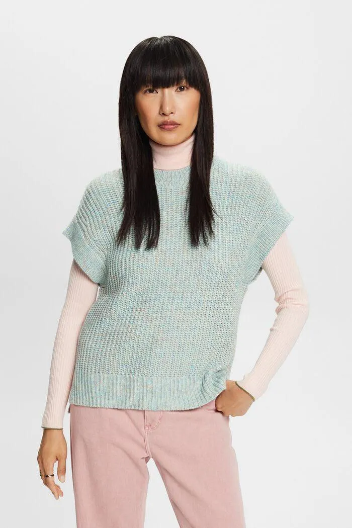 Pull-over sans manches en maille côtelée