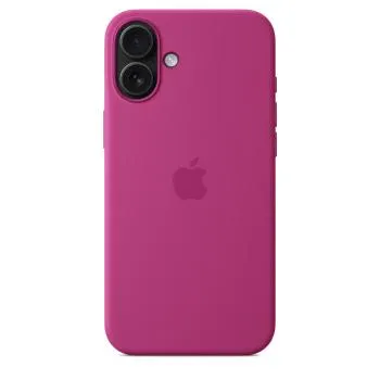 Coque silicone MagSafe fuchsia pour iPhone 16 Plus