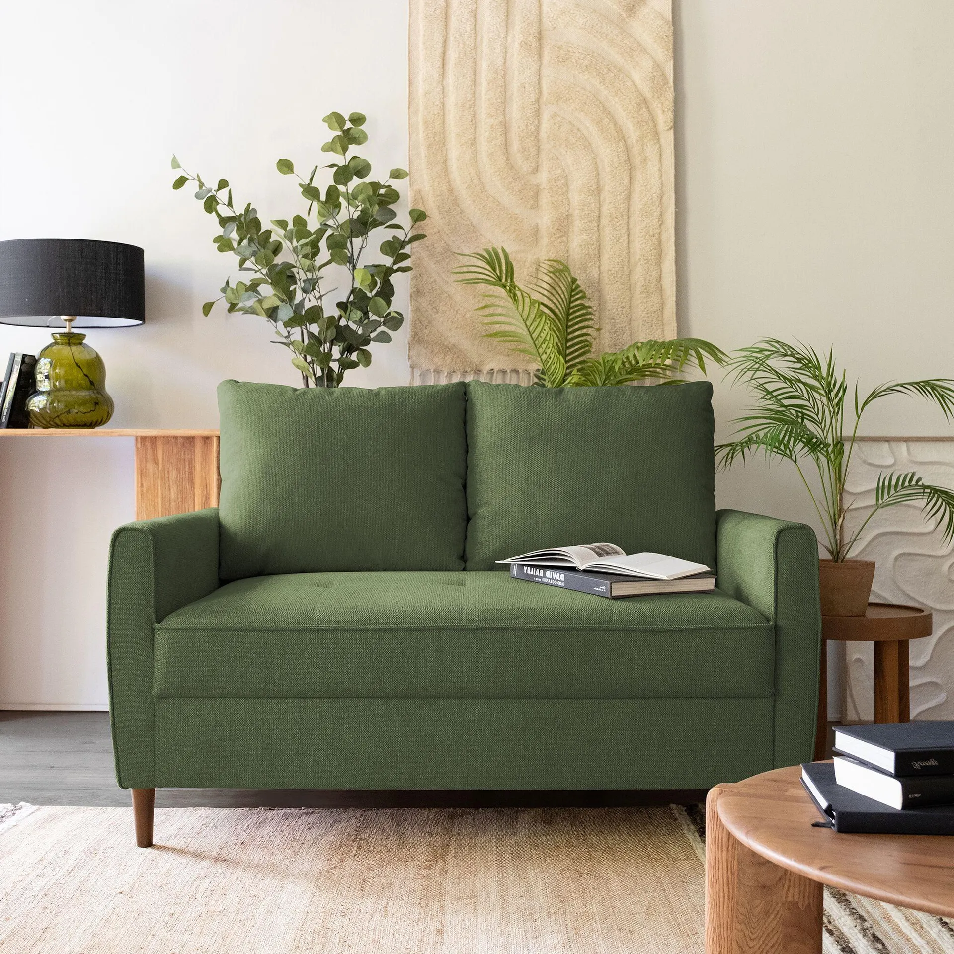 Canapé 2 places fixe en tissu Loft - vert cèdre