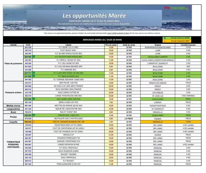 Les opportunités Marée du 18 mars au 20 mars 2025 - Catalogue page 1