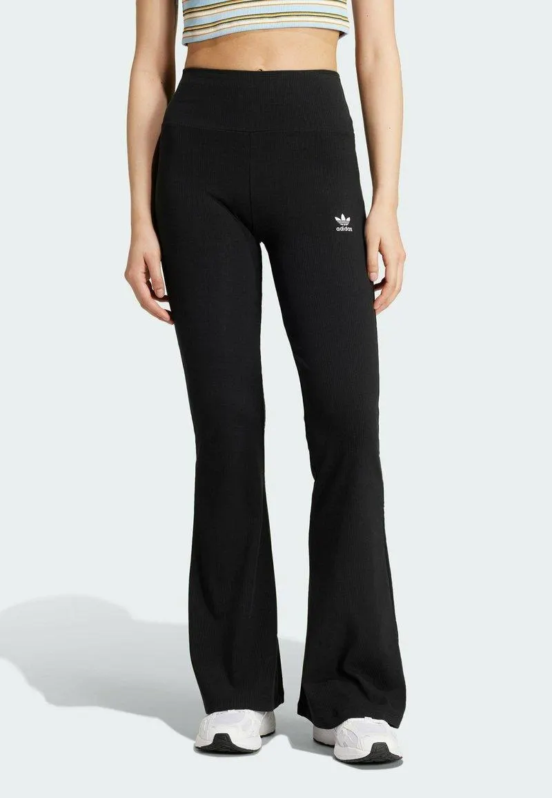 ESSENTIALS RIBBED FLARED - Pantalones deportivos - black