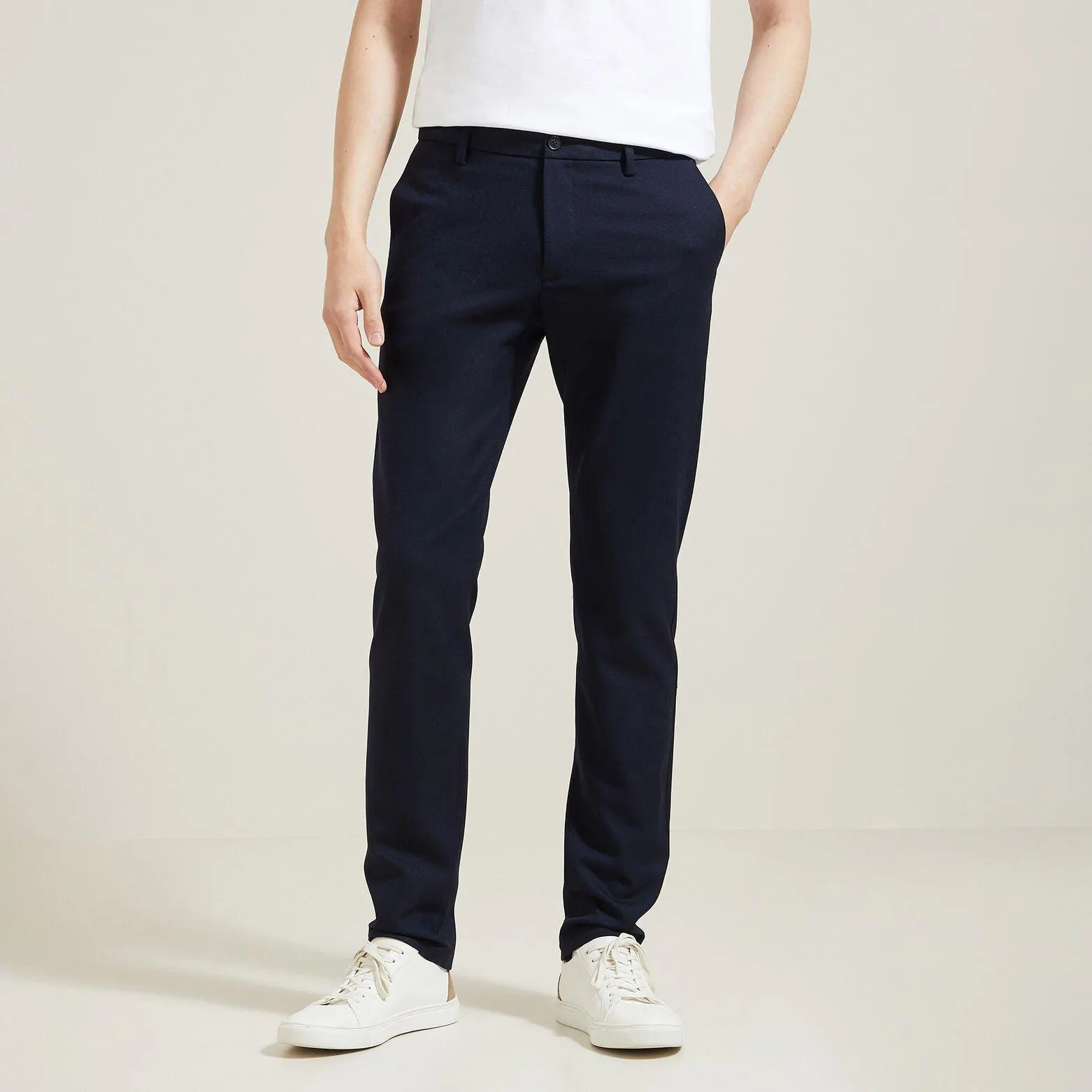 Pantalon chino slim en twill bi-ton - Bleu