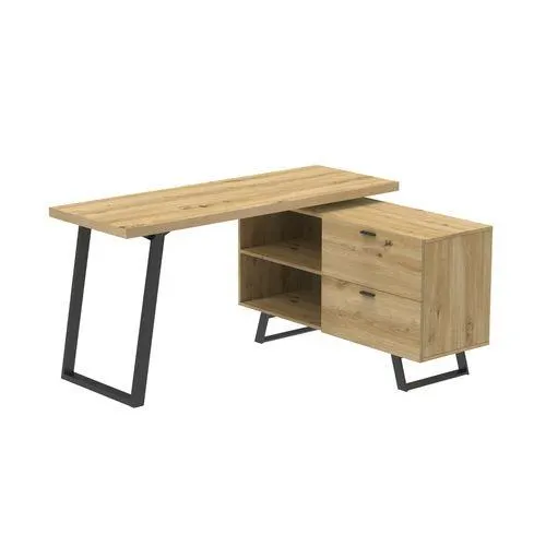 Bureau d'angle modulable CHARLOTTE imitation chêne et noir