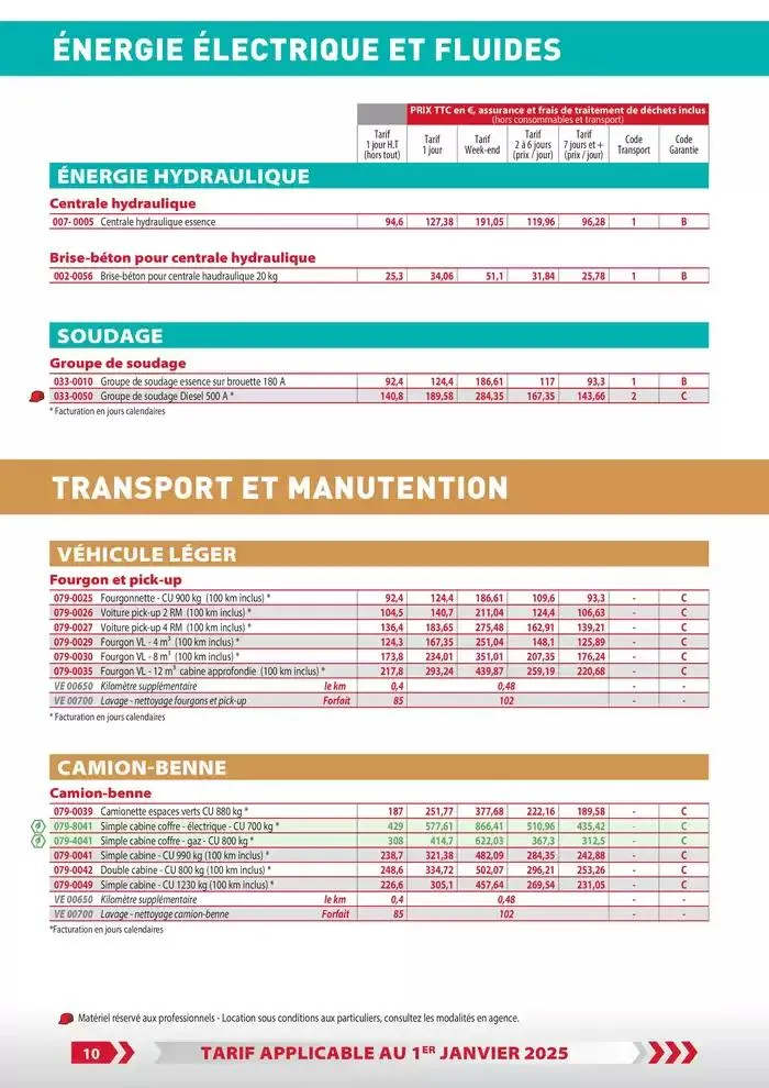 Tarifs particuliers du 3 janvier au 31 décembre 2025 - Catalogue page 12