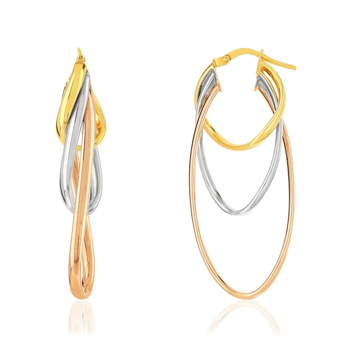 Créoles or 375 3 tons entrelacées