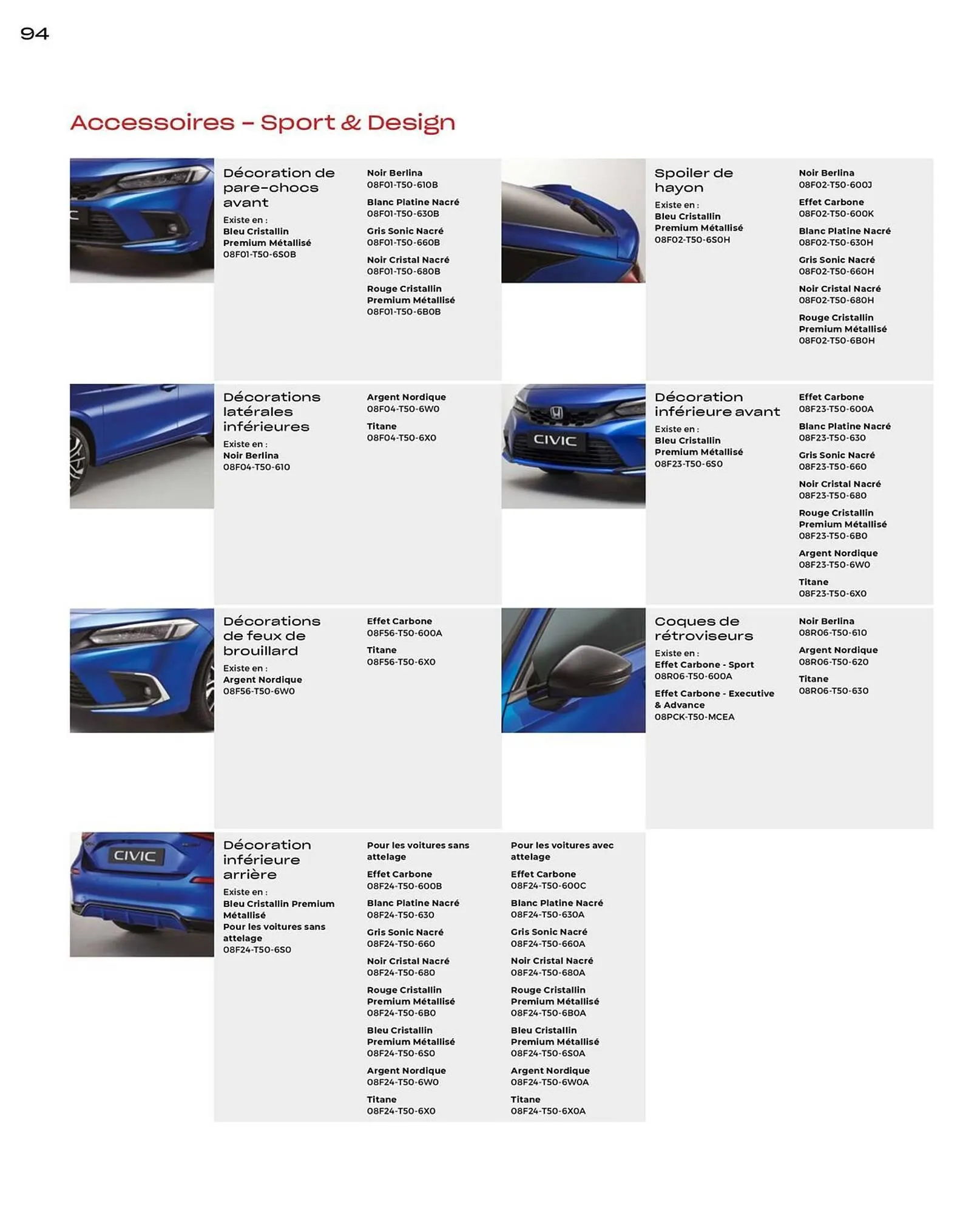 Catalogue Honda Civic Hybrid du 20 décembre au 30 juin 2024 - Catalogue page 94