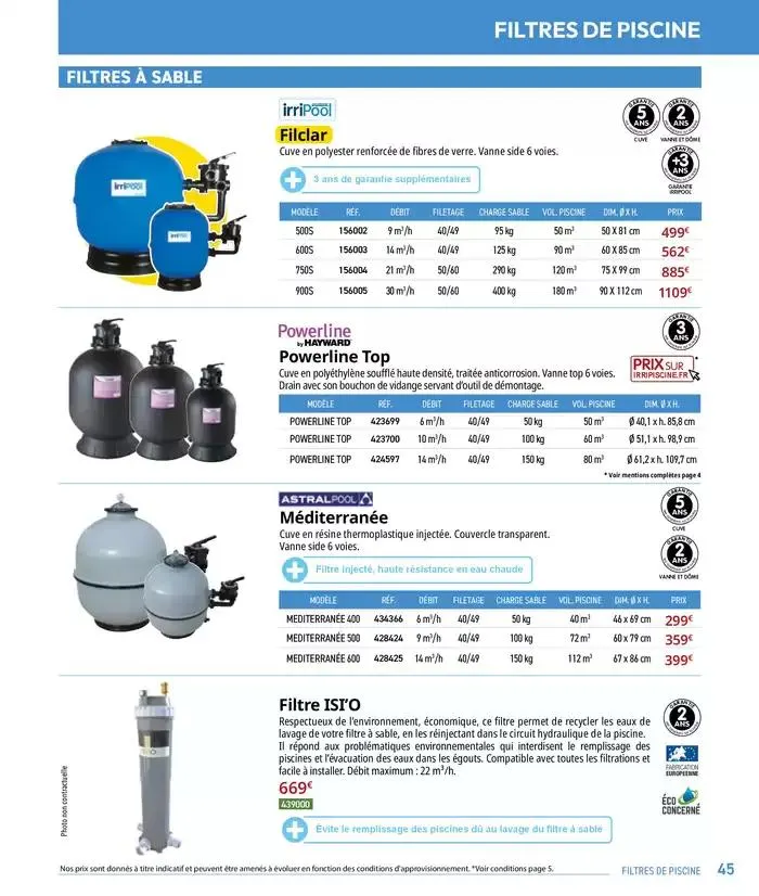Les plaisir de l'eau Piscine,Spa,Arrosage du 10 mars au 31 décembre 2025 - Catalogue page 45