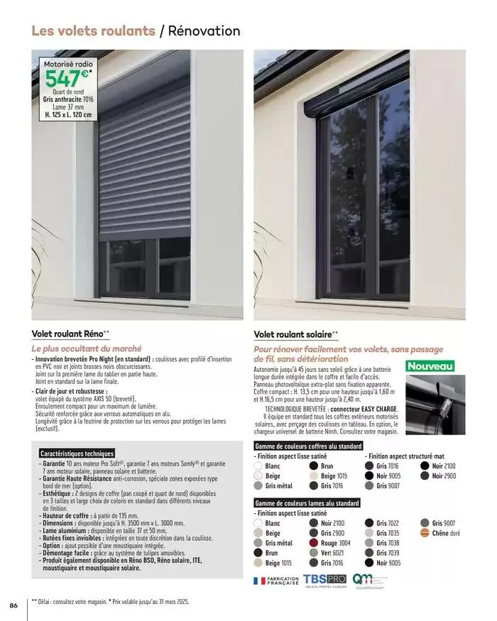Menuiserie Extérieures 2025 du 1 janvier au 31 décembre 2025 - Catalogue page 86
