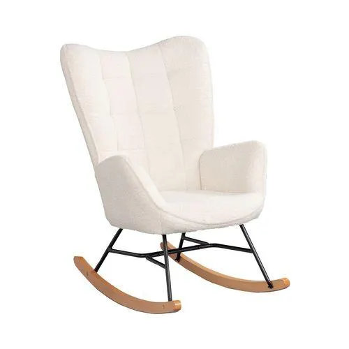 MEUBLES COSY Fauteuil à Bascule Allaitement Rocking Chair Scandinave Revêtement En Sherpa Beige