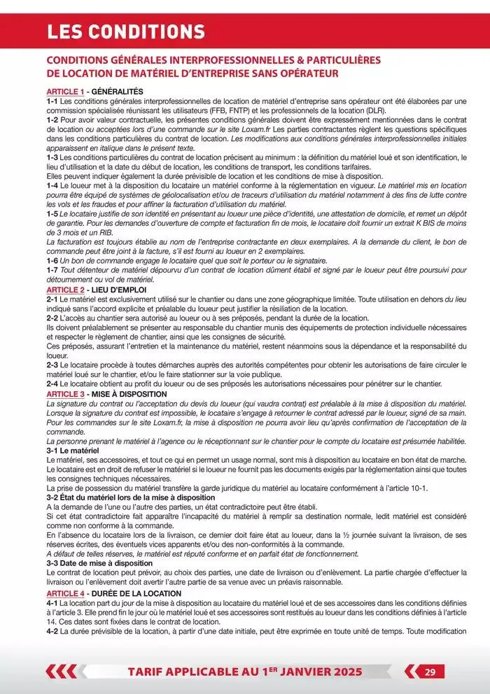Tarifs particuliers du 3 janvier au 31 décembre 2025 - Catalogue page 31