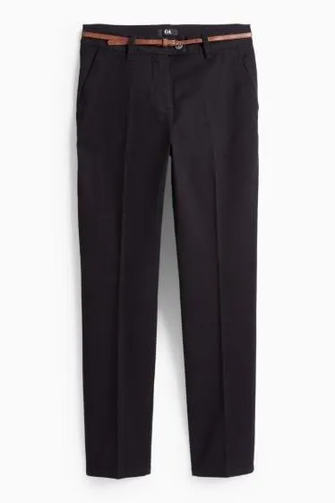 Cloth trousers with belt - mid-rise waist - tapered fit