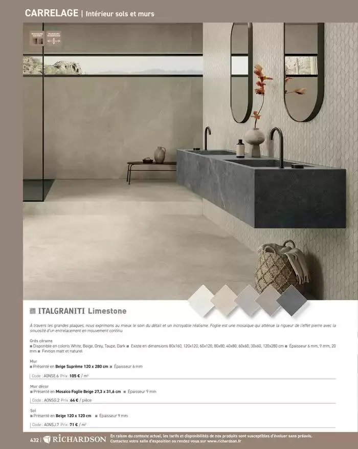 SALLE DE DE BAINS ET CARRELAGE 2025 du 11 avril au 31 décembre 2025 - Catalogue page 434