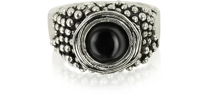 Bague en Argent Sterling avec Pierre Onyx