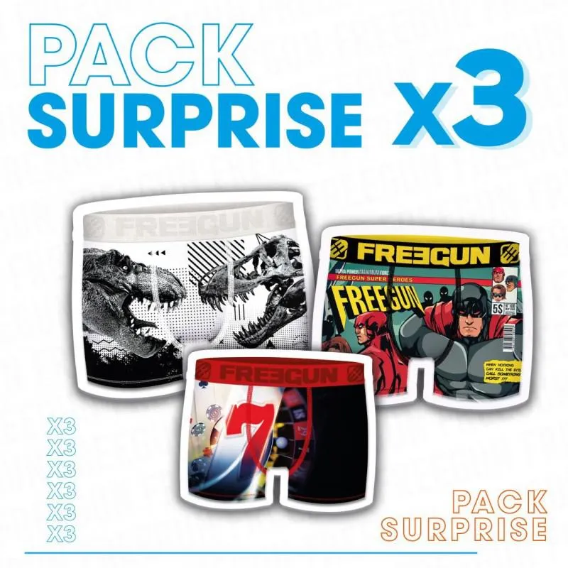 Pack Surprise de 3 Boxers Freegun garçon