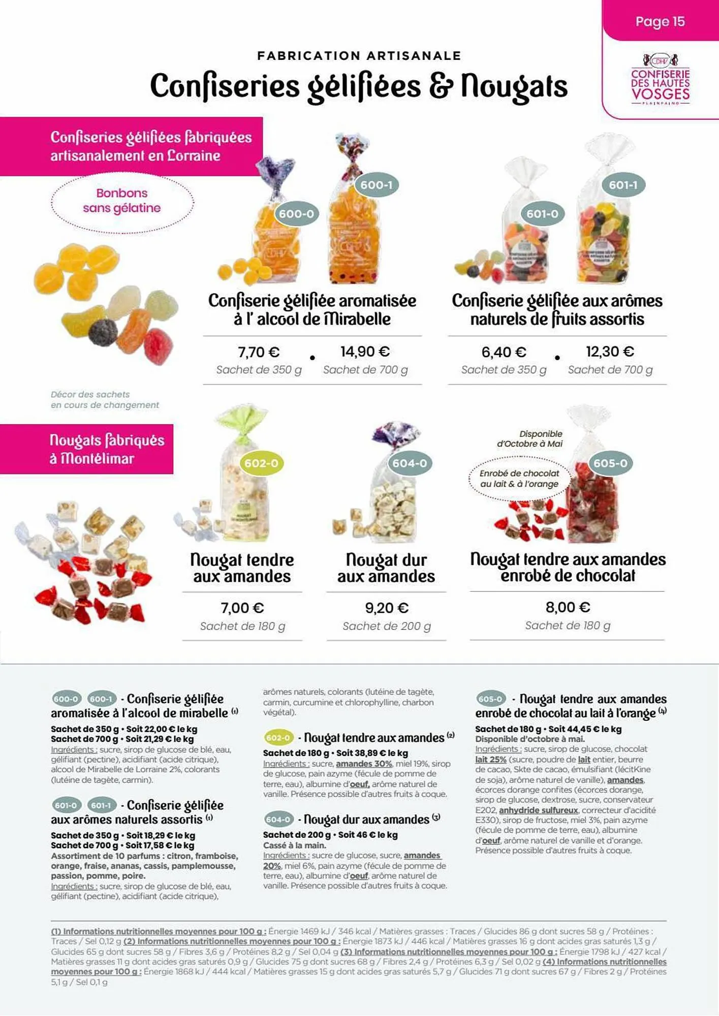 Catalogue Confiserie des Hautes Vosges du 13 juillet au 31 décembre 2023 - Catalogue page 15