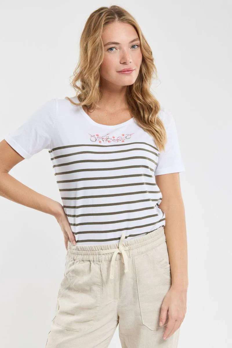 Marinière "fleurs" - coton léger