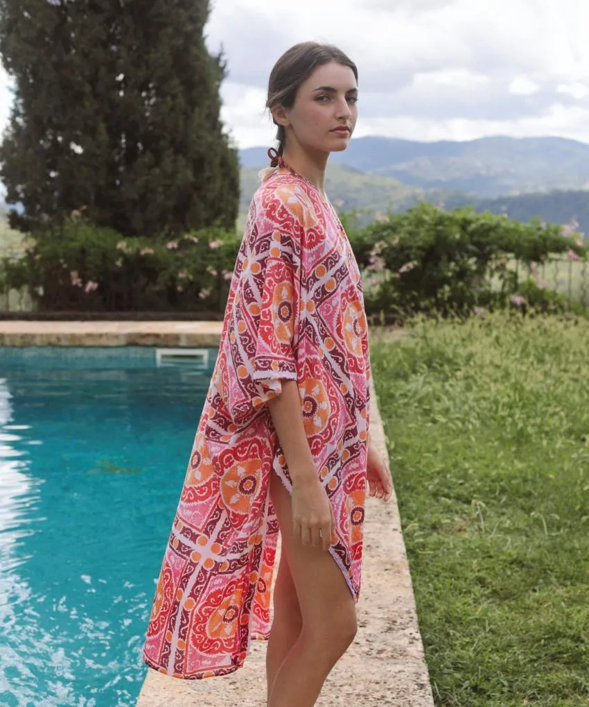 Kimono en coton imprimé Mayanka Suzani