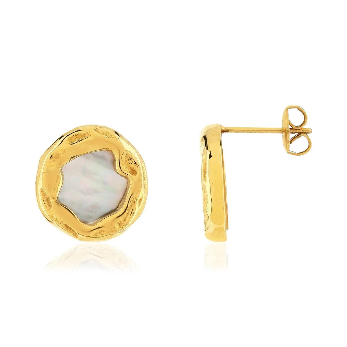 Boucles d'oreilles acier jaune nacre