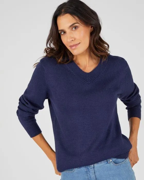 Pull col "V" maille jersey