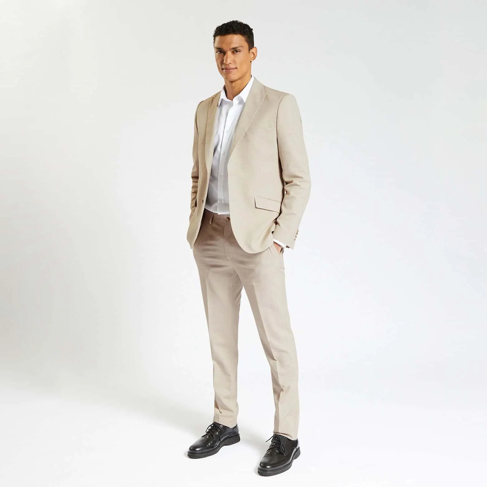 Costume 2 pièces slim armurée - Beige