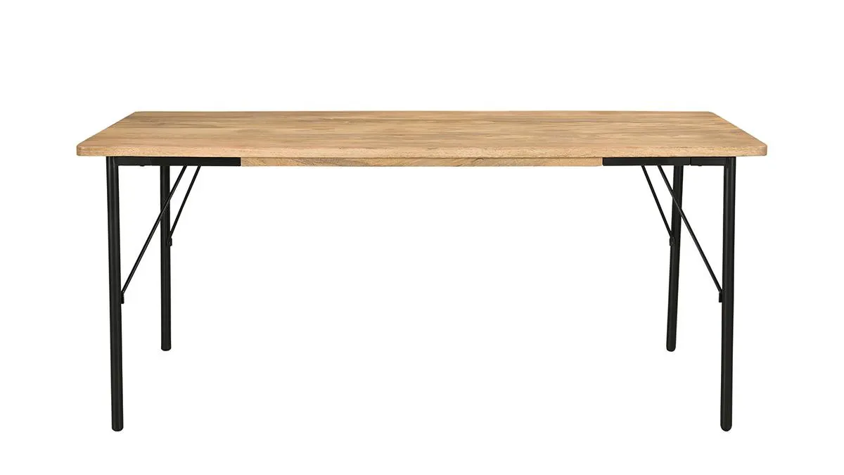 Table à manger rectangulaire en bois manguier massif et métal noir L180 cm JUDE
