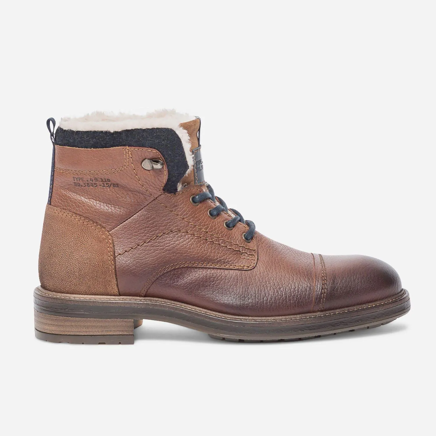 Boots cognac en cuir fourré