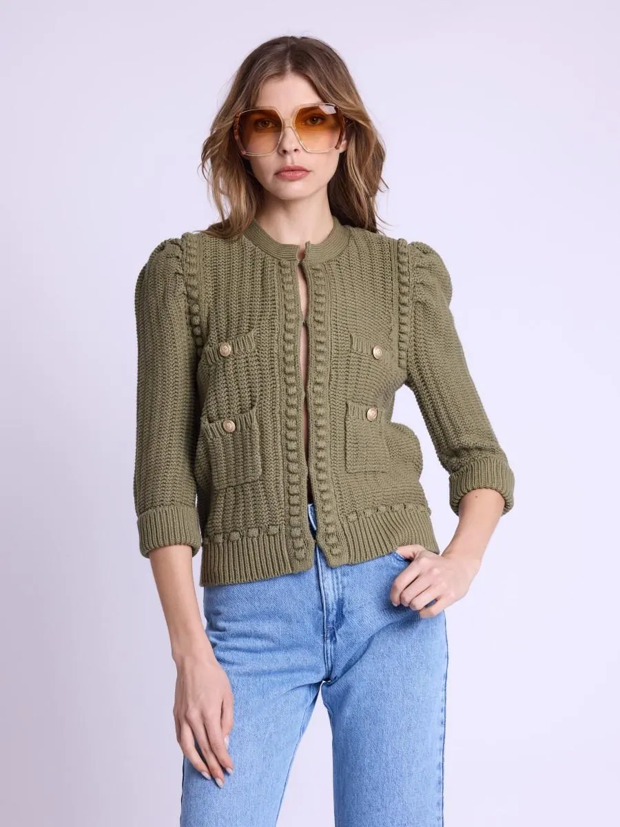 GEMMA | Gilet en maille khaki