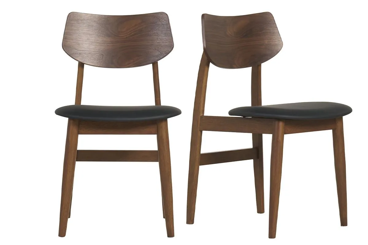 Chaises design en bois foncé et noir (lot de 2) ELION