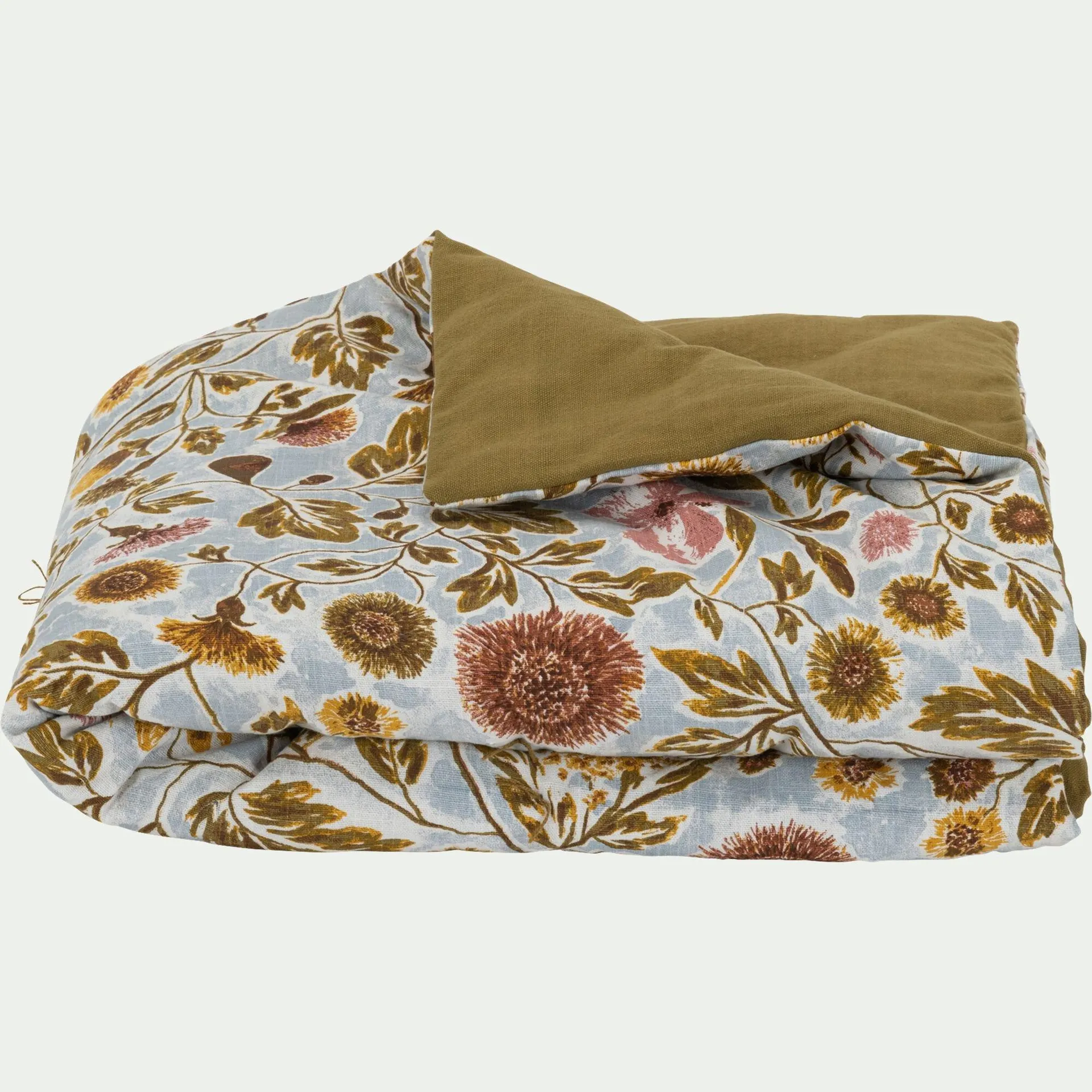 Édredon 100x180cm motif Provence en coton - marron