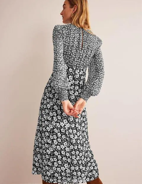 Robe midi style 40s contrastante