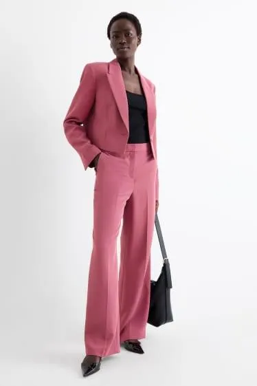 Business trousers - mid-rise waist - wide leg