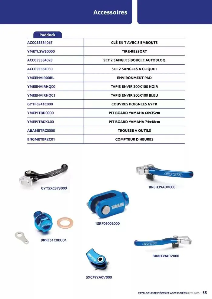 Catalogue Yamaha Motos - Accessoires GYTR Off Road du 23 septembre au 30 avril 2025 - Catalogue page 35