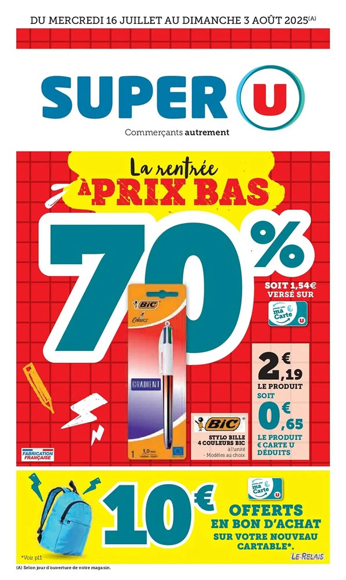 Catalogue Super U du 16 juillet au 3 août 2025 - Catalogue page 1