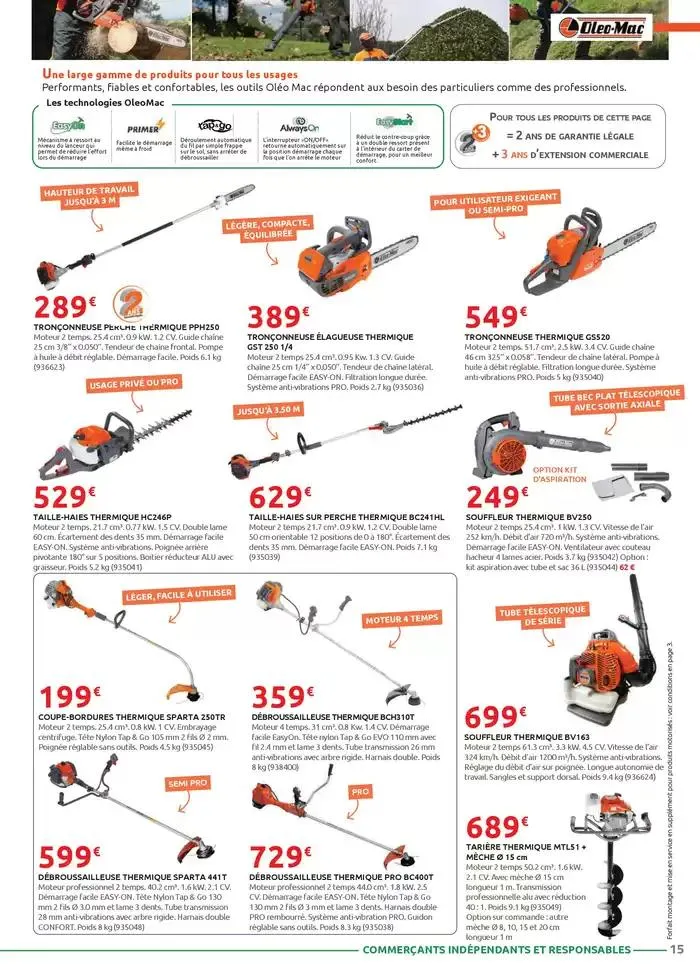 Motoculture et remorques du 1 mars au 31 mai 2025 - Catalogue page 15