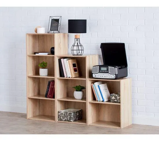 Etagère 3 cases POYANG 3 imitation chêne