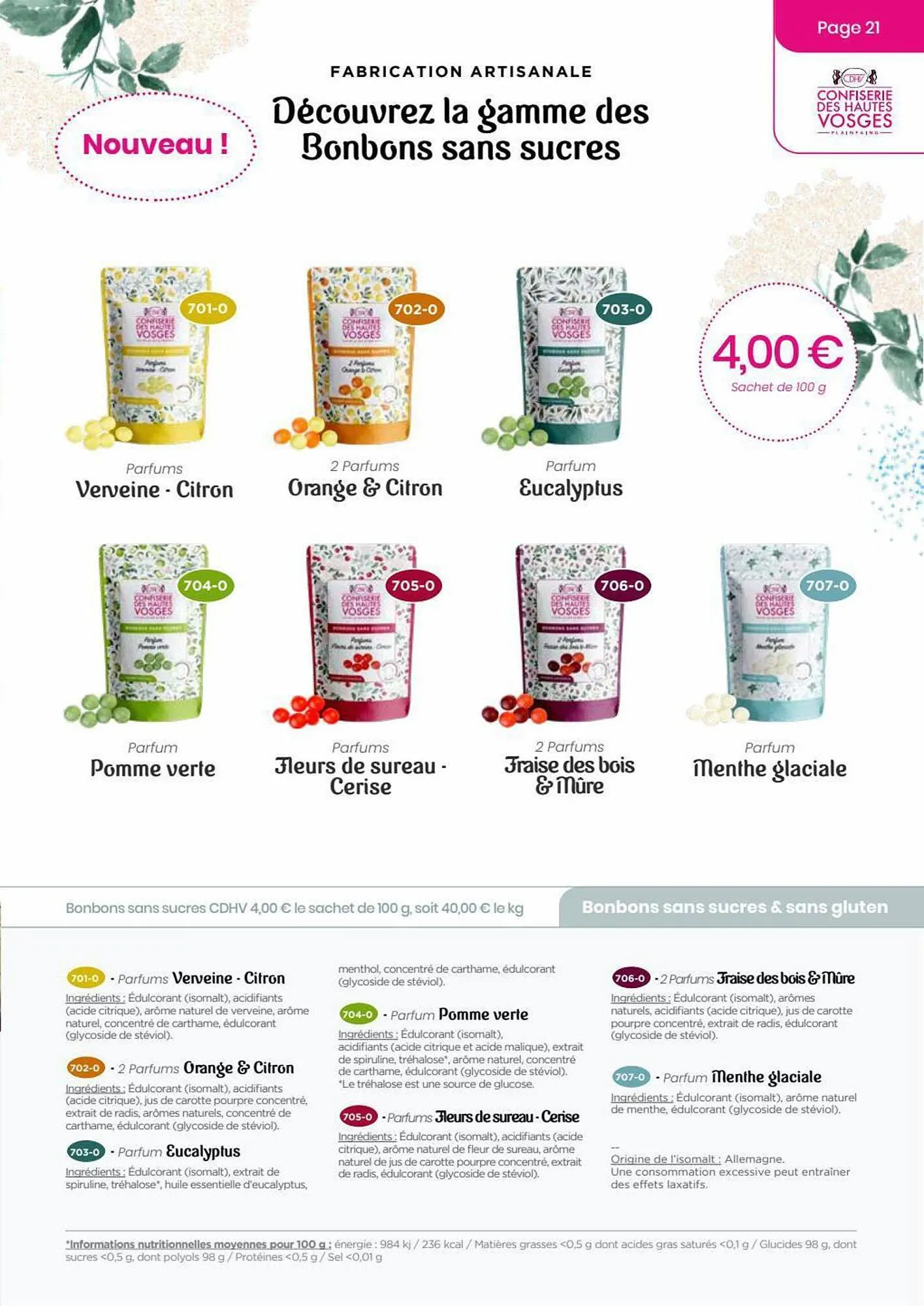 Catalogue Confiserie des Hautes Vosges du 13 juillet au 31 décembre 2023 - Catalogue page 21