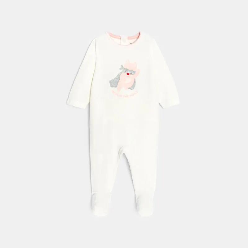 Dors-bien velours blanc bébé fille