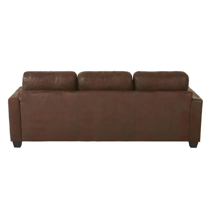 Sofá esquinero izquierdo de 3-4 plazas de antelina marrón